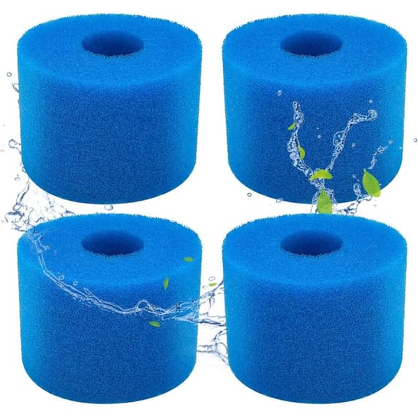 Sæt med 4 skumpoolfiltre til Intex Type S1 - Skumfilter til spa, swimmingpool - Genanvendeligt og vaskbart - Type S1 filtreringssvamp (4 stk.)