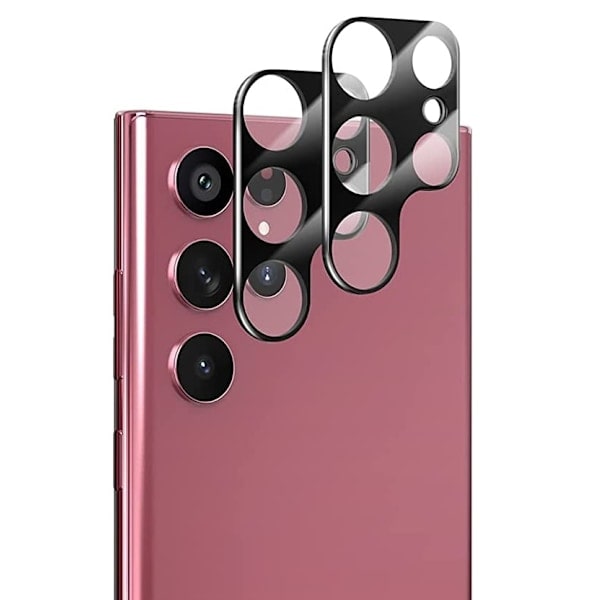 [2 kpl] Samsung S22 Ultra karkaistu lasilinssin suojus - Musta