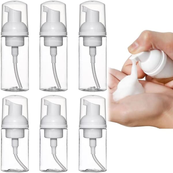 Set med 6 tomma skumflaskor, pumpflaskor, tomma skumdispenserflaskor, transparenta bärbara kosmetiska tomma flaskor för schampo, balsam