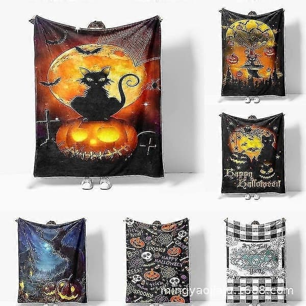 Halloween Jul Julegaver Dekor Flannel Digitaltrykk Teppe Nap Teppe 150*130