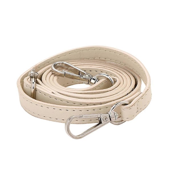 Justerbar Lång Läder Crossbody Axelremsersättning Handväska Bälte Beige  silver buckle