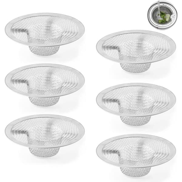 Set med 6 diskbänksfilter, handfatsfilter, köksvaskfilter, rostfritt stål
