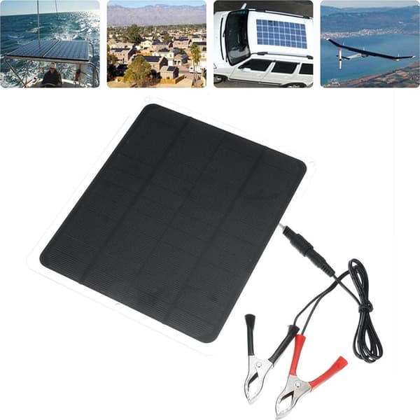 12V 10W Monokrystallinsk Solpanel, Vandtæt Bilopladningssolpanel, Bærbart Solenergi Panel, med Clips, til Autocamper Batterioplader,
