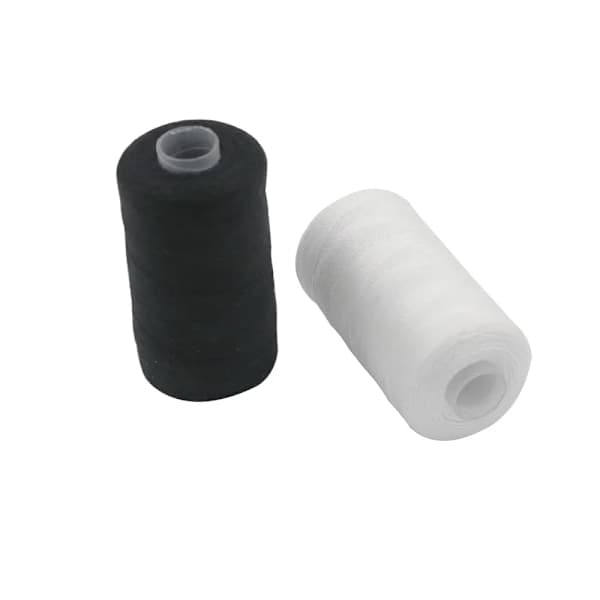 2-pak 500m Polyester Sytråd, Stærk og Holdbar, Sort og Hvid, til Hånd- og Symaskiner