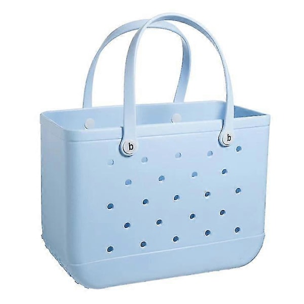 Vandafvisende, holdbar EVA-taske i stor størrelse med hul i silikone - Strandtaske Light Blue