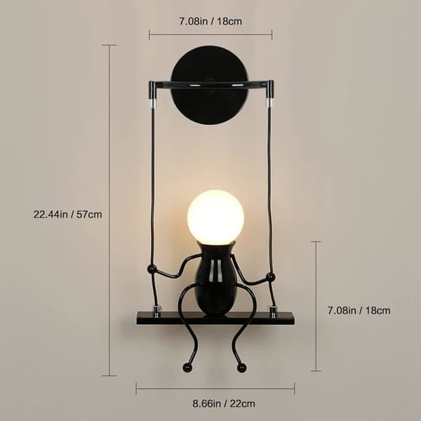 LED-vägglampa för inomhusbruk, kreativ vägglampa för sovrum, vardagsrum och hall, E27, glödlampa ingår ej