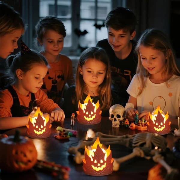 3-pakning Halloween-dekorasjon LED-lys, flammefrie skumle lys for soverom, barnerom og kontor