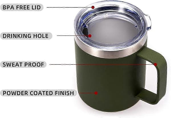 Rostfri Stål 35 cl Vakuumisolerad Kaffemugg med Lock, Hållbar Resemugg