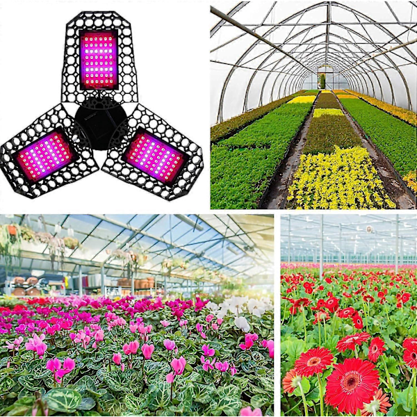 Plantelampe Sammenleggbar Vekstlampe E27 80W 144 LEDs LED Vekstlys Fullt Spektrum, Blomster og Grønnsaker Innendørs/Drivhus/Hage Led Vekstlys