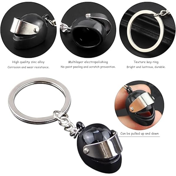 2 kypärän avaimenperää, luova metalliriipus, 3D-minikypärän avaimenperä, auton avainten koristetarvikkeet, unisex