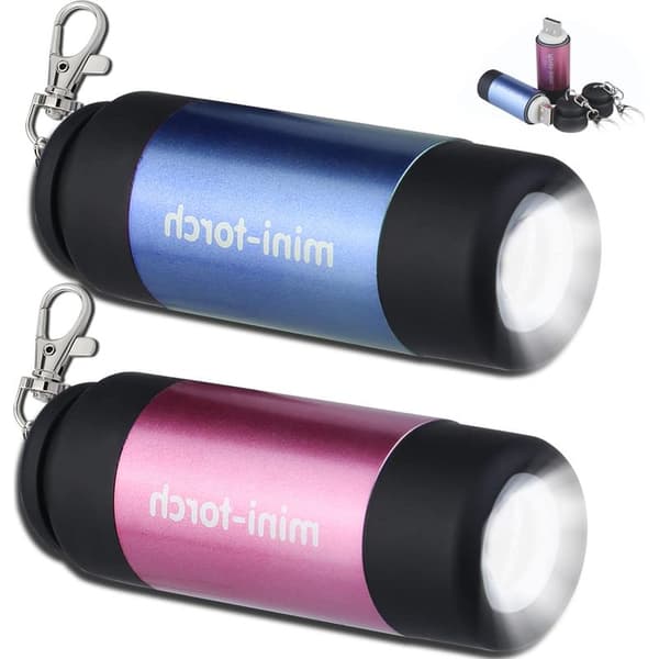 2-osainen mini-LED-taskulamppu, avaimenperä-taskulamppu, USB-ladattava LED-taskulamppu lapsille, lasten taskulamput, retkeilyyn, kiipeilyyn,