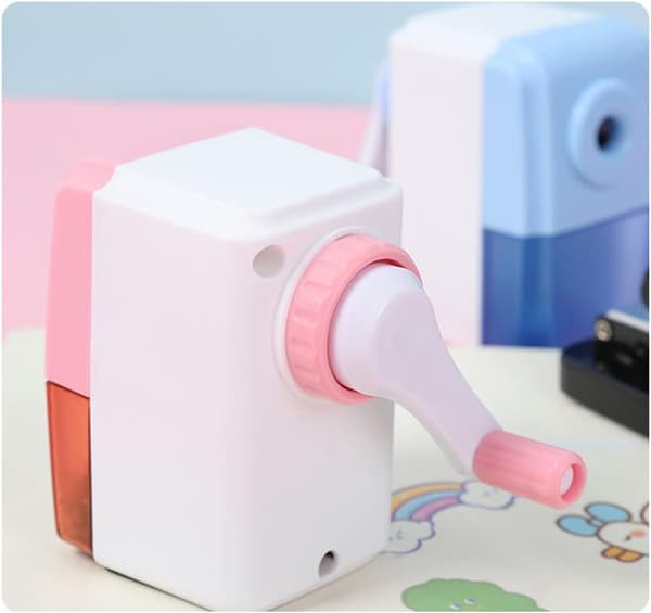Blyantspidsere Manuel Spidser Bordmodel Farveblyantspidser Håndholdt Børn Gave Pink