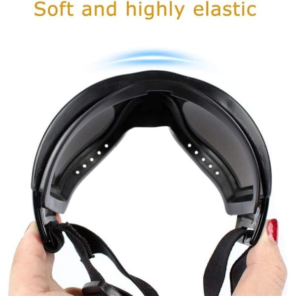 Hundesolbriller - Hundegoggles - med justerbar stropp - UV-beskyttelse - Vanntett - Goggles for små hunder - For store hunder - Svart