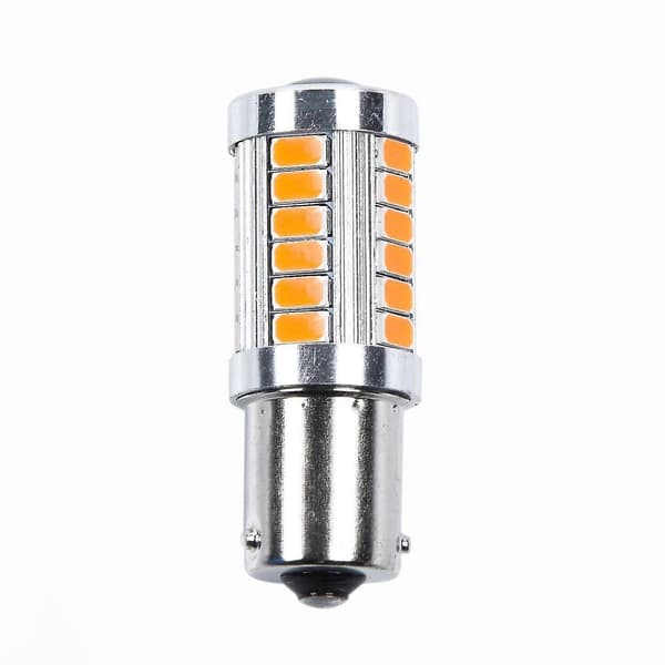 4 stk. ravgule 1156PY-BAU15S PY21W-LED 33SMD bilhale blinklys brems revers signalpære, hww