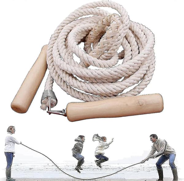 Långt hopprep, rep hoppning, långt hopprep med trähandtag, bästa lag grupp Double Dutch (7 meter)