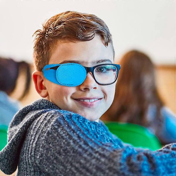6 stk. øjenklapper til børn, superblød øjenklap til briller, medicinske klapper til behandling af amblyopi strabismus øjenklap Blue M