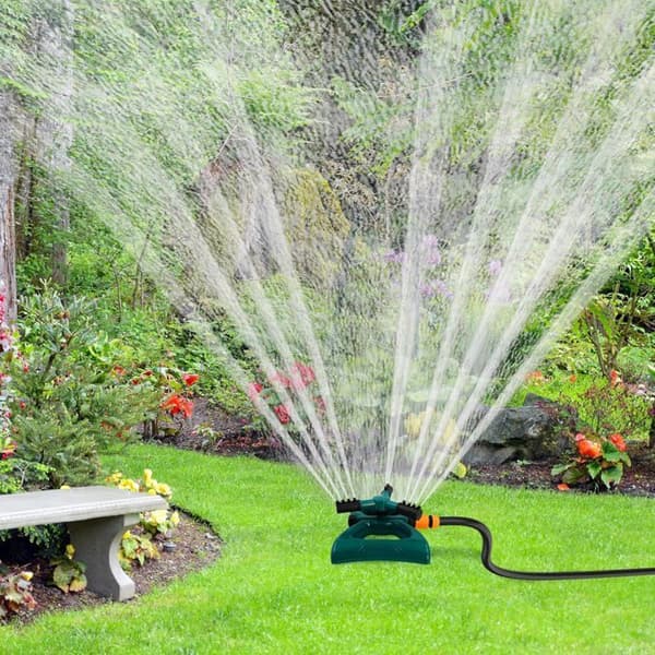 360-graders roterende sprinkler - 1 enhed - ABS-plast - 3 justerbare arme - Haveplæneplanter - Blå og sort