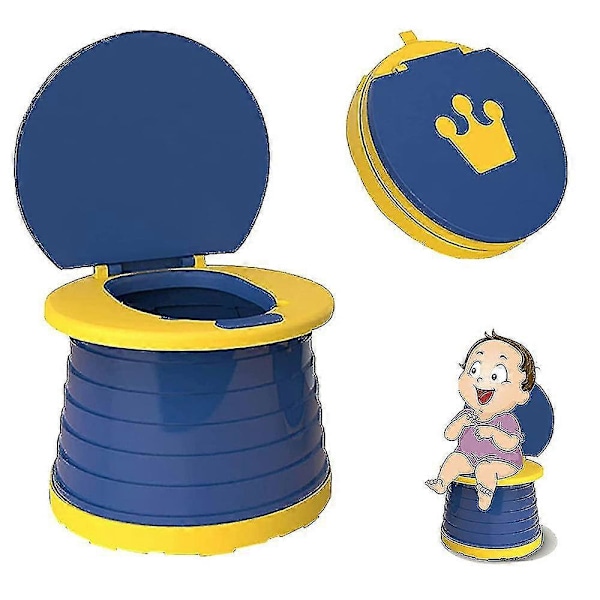 Børns Sammenklappelige Toilet Bærbart Toiletsæde Drenge & Piger Foldbart js blue