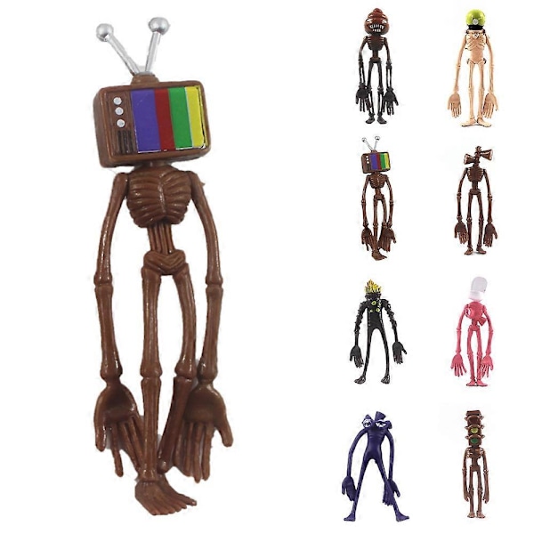 8-pack Siren Head Actionfigurer Leksaker Tårta Topper Skrivbordsdekoration Dekoration Barnens Födelsedagsfest Tillbehör