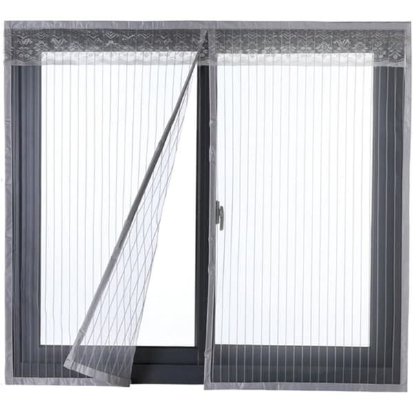 Magnetisk dør- eller vindusmyggnetting med magneter, grå, 120x130cm