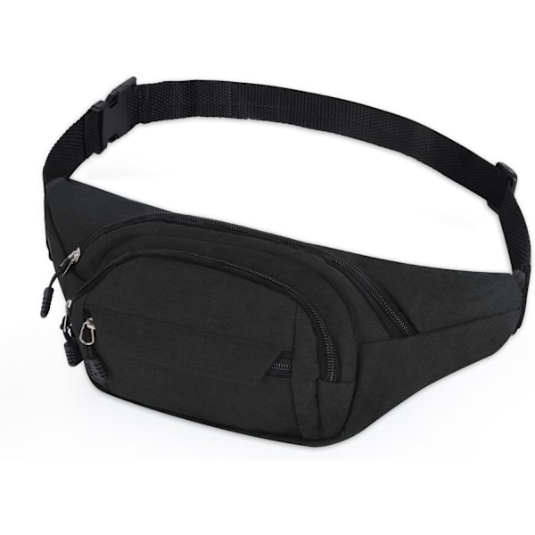 Midjeväskor för kvinnor och män, midjeväskor för löpning och promenader, vattentäta midjeväskor crossbody justerbara Black