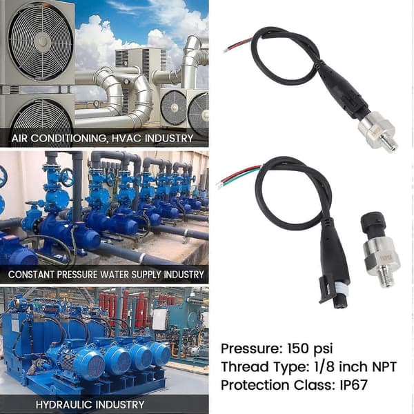 0-150 Psi Trykksensor Olje Drivstoff Luft Vann Trykk Transduser Trykksender Måler Dc 5v 1/8 Tommers Npt Gjenge