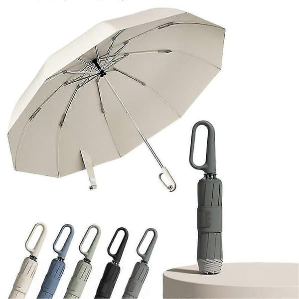 Inverterat Paraply Ring Spänne Handtag Omvänd Fällning Reflekterande Säkerhetsparaply Grey