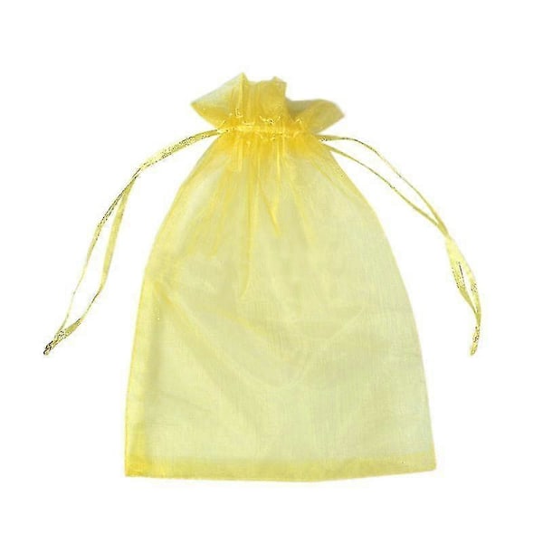 50 stk 13x18cm Organza Gavepose med Snøring til Festspill Bryllup Yellow