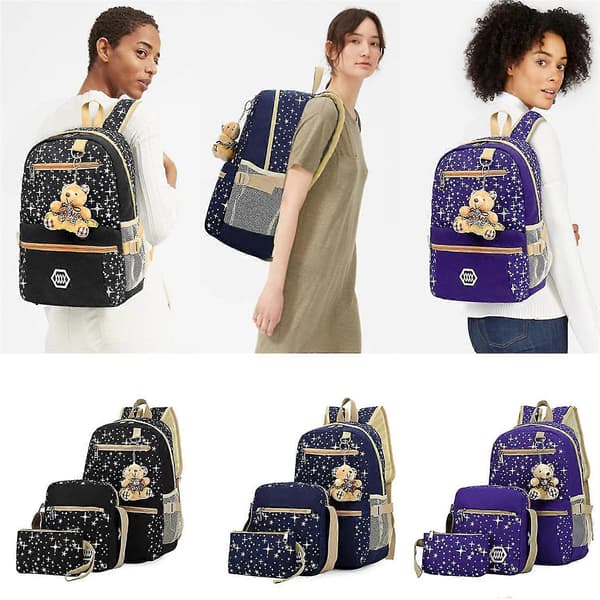 3 kpl Tyttöjen koulureput setti crossbody-laukulla -