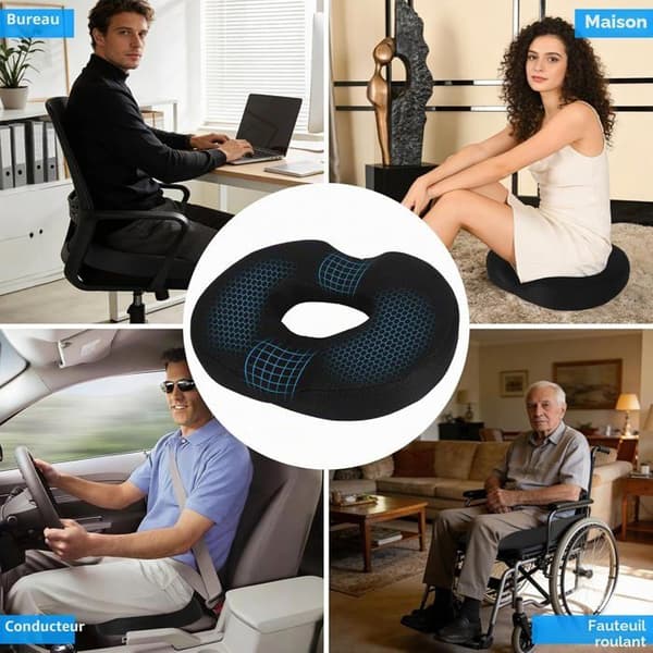1 stk. Donut-pute, ergonomisk halebeinspute, lindrer effektivt hemoroider, prostatasmerter og halebeinssmerter