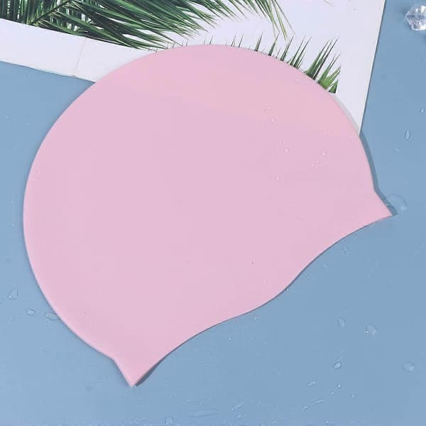 Svømmehætte i silikone til langt hår med ørebeskyttelse til piger, kvinder (Flamingo mønster)