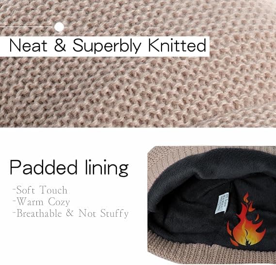 Vinter Dam Slouchy Stickad Mössa Hatt Bred Brätte Basker Hatt Mjukt Fleece Foder Virkad Skull Cap Skärmmössa Newsboy Hattar Utomhus Vinter Skidhattar