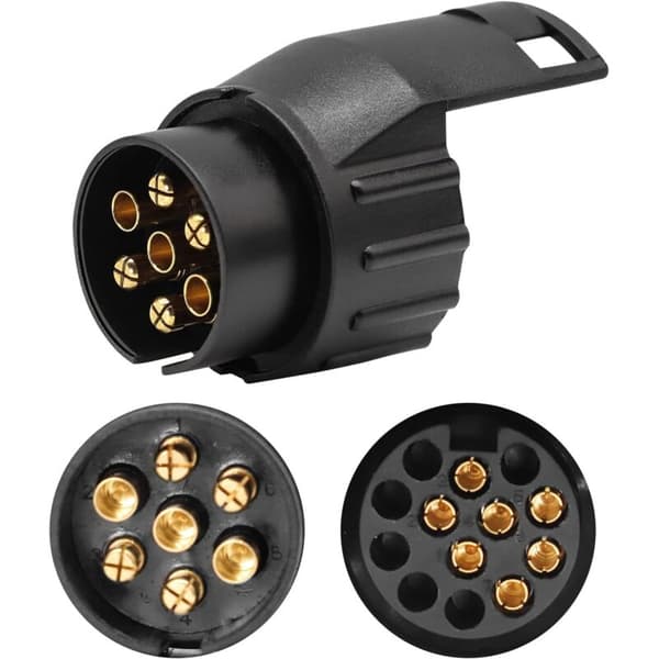7 til 13-polet traileradapter, 7-polet trailerstik til bilanhænger, traktor, campingvogn, cykelholder (1 stk.)