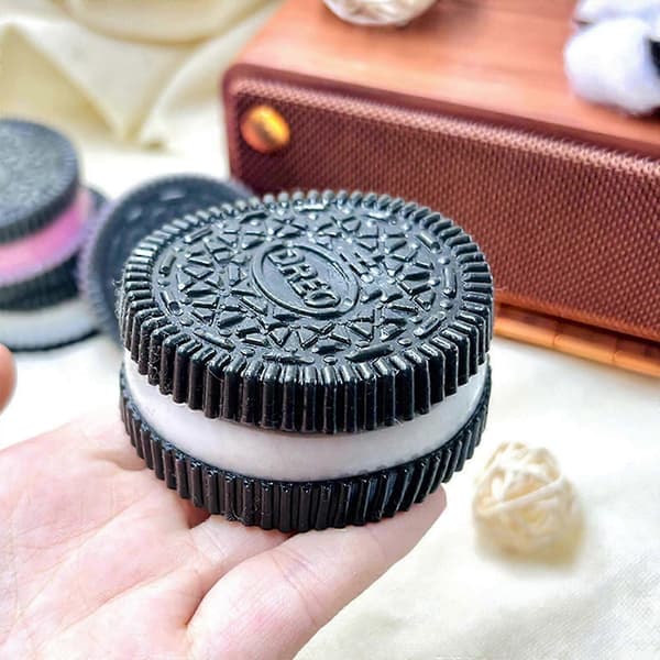 Ny rosa cookie squishy, kjeks stressavlastningsleke, klype sandwich simuleringsleke Black