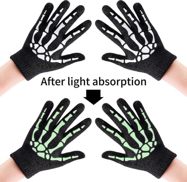 2025 1 Par Børne Skelet Touchscreen Handsker Halloween Selvlysende Fuld Finger Kranie Knogle Handsker