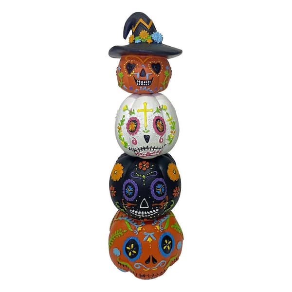 2025 Halloween Godteri Halloween Stablede Udøde Gresskarstatuer Med Fire Tilpassbare Gresskarskjelett Resinpynt