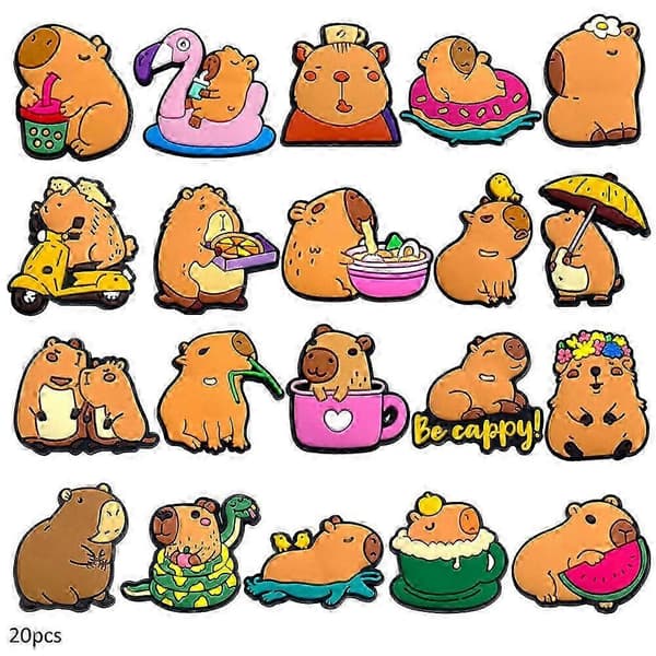 20 st Tecknade Capybara Croc Skoberlocker För Crocs Träskor Sandaler Dekor Tillbehör