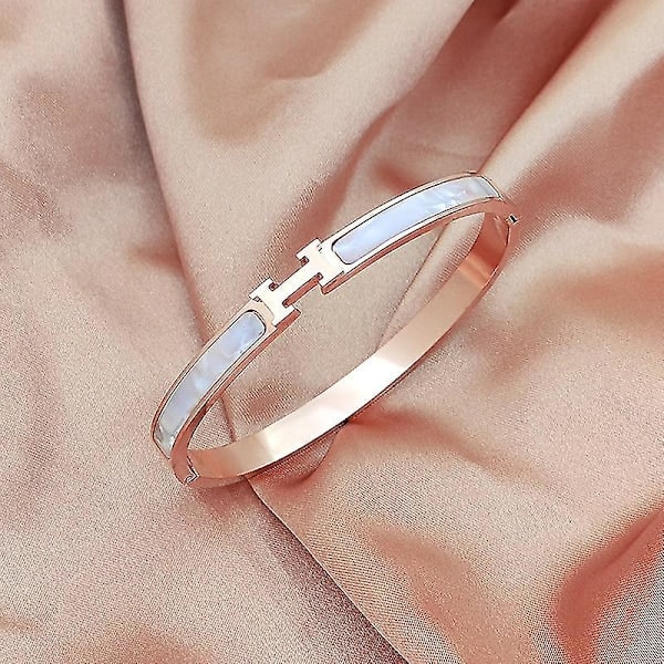 Tyylikäs titaaniteräsranneke kirjaimella H - Kevyt luksuskuoren rannekoru Rose Gold