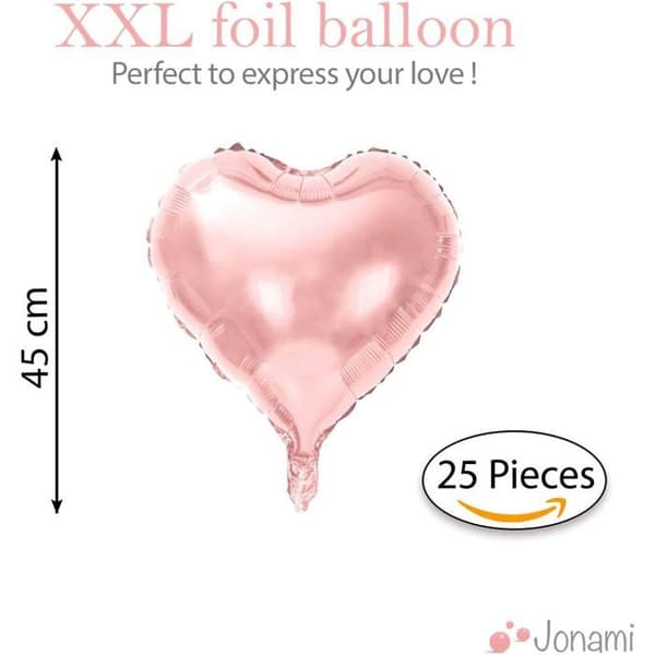 25 rosegull hjerteballonger med helium - Romantisk dekorasjon til valentinsdagen, forlovelse og bryllup