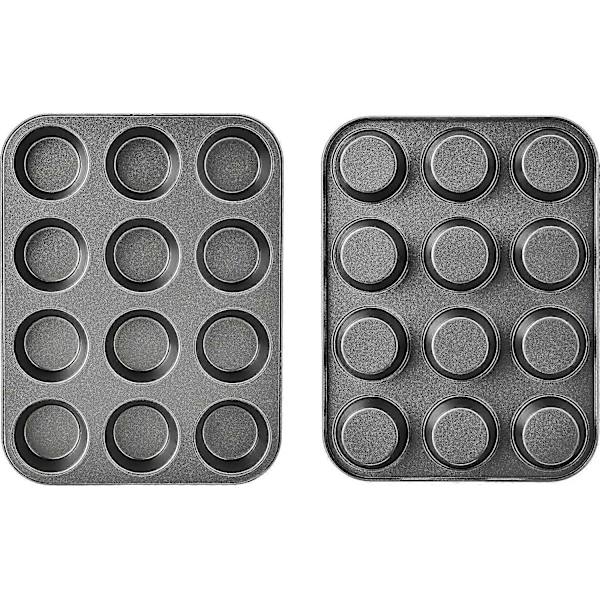 Basics Nonstick Rund Muffinbageplade i Kulstofstål, 2-pak, Grå