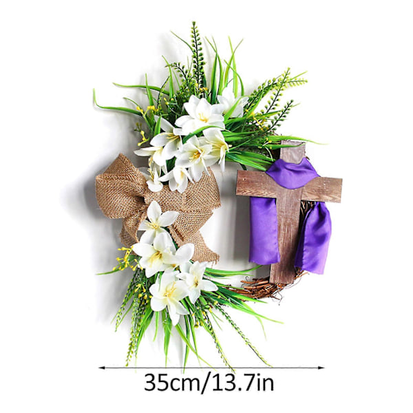 Rustik 35 cm påskekrans til dørdekoration purple