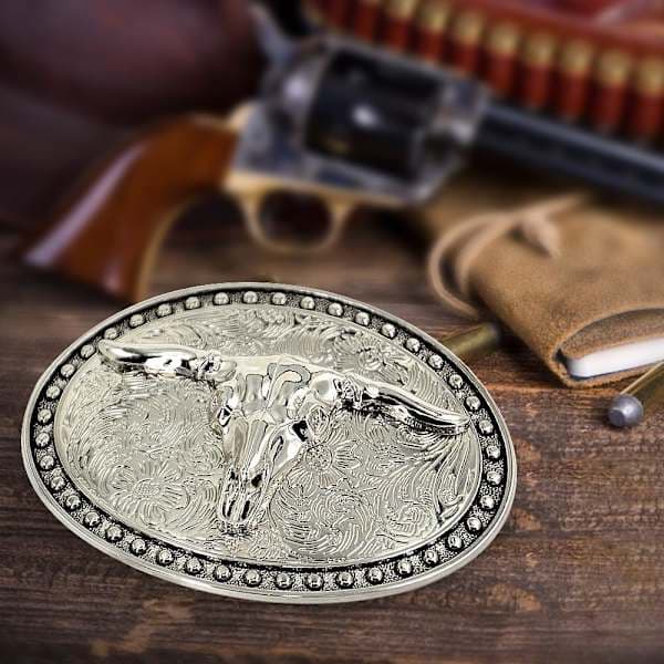 Western Bælte Spænder til Mænd - Cowboy Bælte Spænder til Mænd Kvinder, Hebillas Vaqueras Para Hombre (Tyr Sølv)