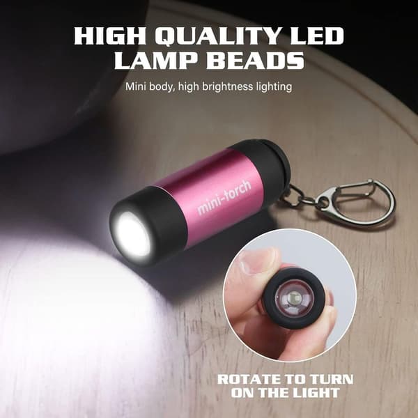 2-osainen mini-LED-taskulamppu, avaimenperä-taskulamppu, USB-ladattava LED-taskulamppu lapsille, lasten taskulamput, retkeilyyn, kiipeilyyn,