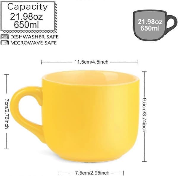 650ML/22OZ Stor Keramisk Kaffemugg, Stor Tekopp för Kontor och Hem, Diskmaskins- och Mikrovågssäker