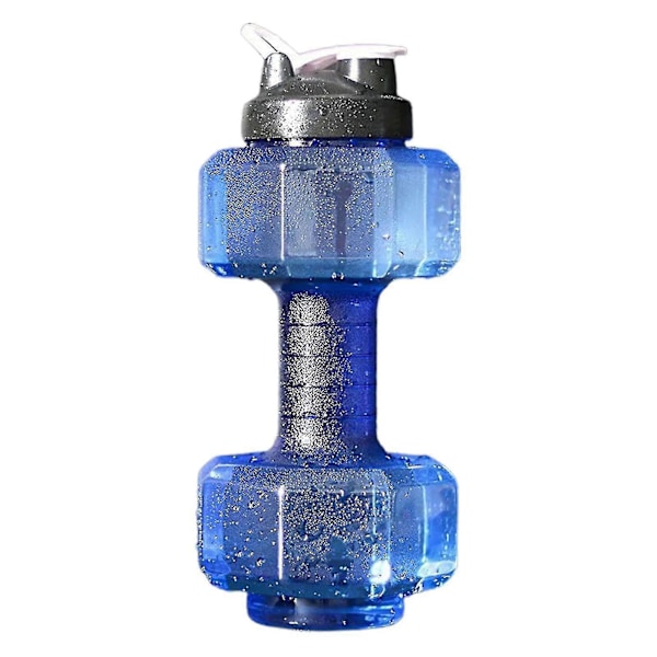 Dumbbell-formet Vandflaske Stor Kapacitet Plastik Bærbar Sports Vandflaske Blue 2.2L