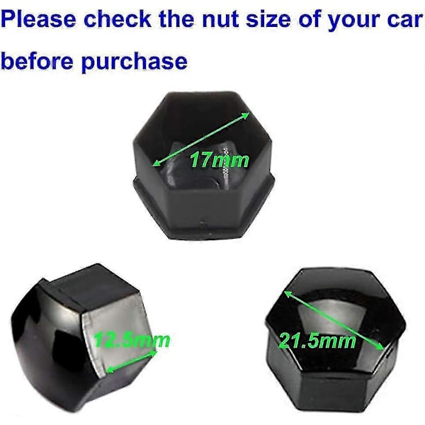 20 st 19 mm hjulmutterkapslar, hjulbultmutterkapslar, hexagonala däckmutterkapslar (svart) black 21MM