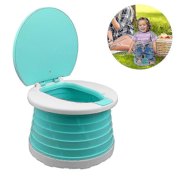 Børns Sammenklappelige Toilet Bærbart Toiletsæde Drenge & Piger Foldbart js green