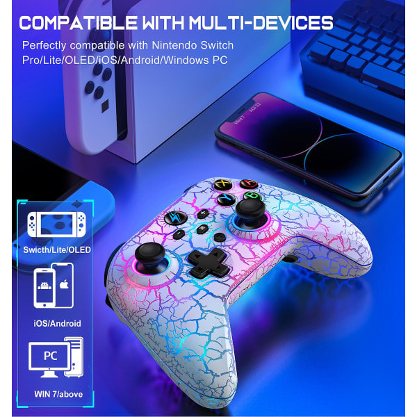 9 RGB Gamepad for Nintendo Switch OLED/Lite/Android/IOS/PC Datamaskin Bærbar Bluetooth Spillkontroller 2.4G Trådløs Joystick KONTROLLER Q214