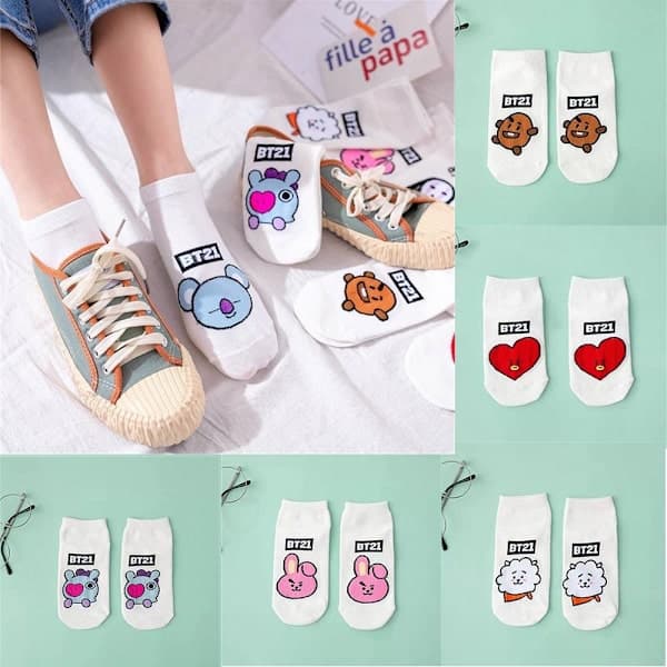 KPOP BT21 BTS Söpöt lyhyet sukat - korkea laatu