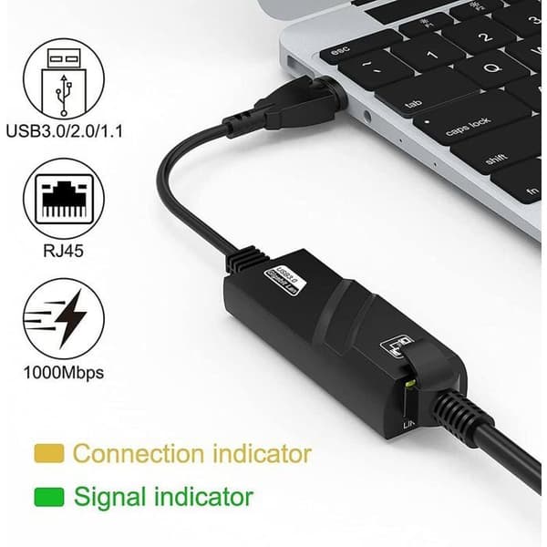 USB Ethernet-sovitin, USB 3.0 - RJ45 Ethernet-sovitin, 1000 Mbps LAN-verkkosovitin yhteensopiva Windows 10/8.1/8/7 kanssa